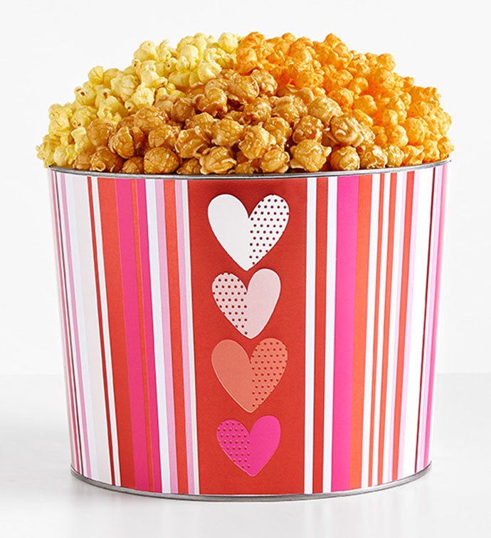 Forever Hearts 2 Gallon 3 Flavor Popcorn Tin
